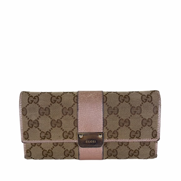 Gucci Handbags - 🌻💯Gucci long wallet canvas Brown leather